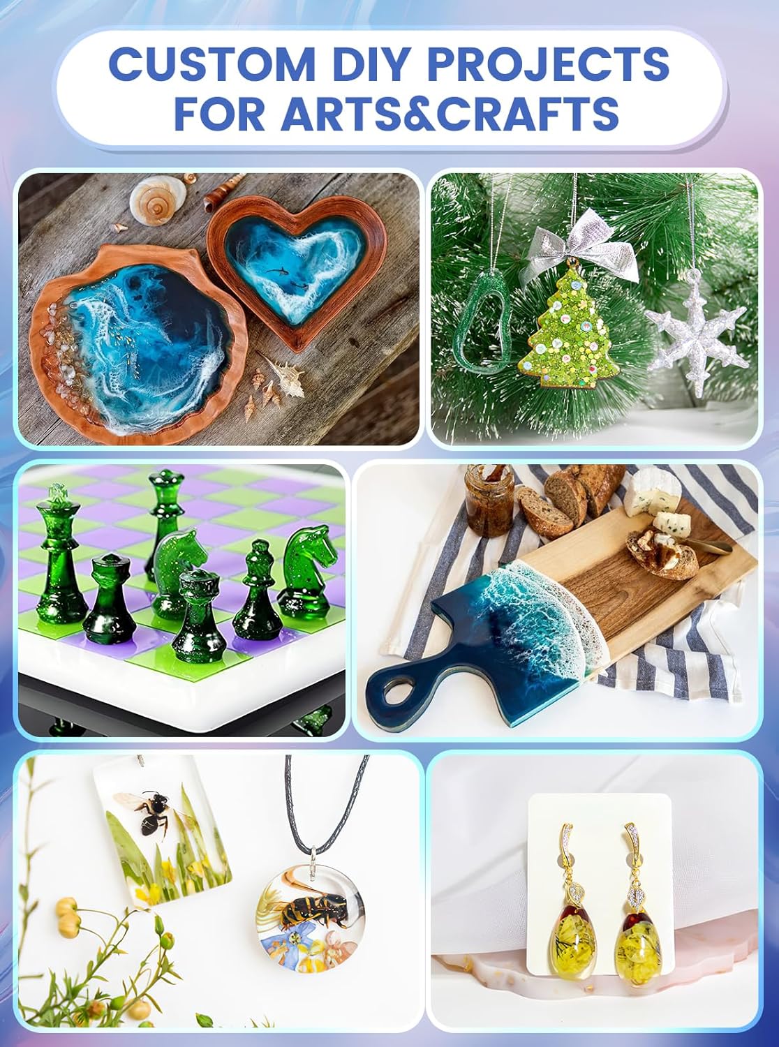 Jarezina 17OZ Epoxy Resin Kit,Crystal Clear Epoxy Resin -Strong and No Bubble,Not Yellowing Art Resin,Self Leveling Easy Mix 1:1,Suitable for Art Casting,DIY,Jewelry Projects, Christmas DIY Gift