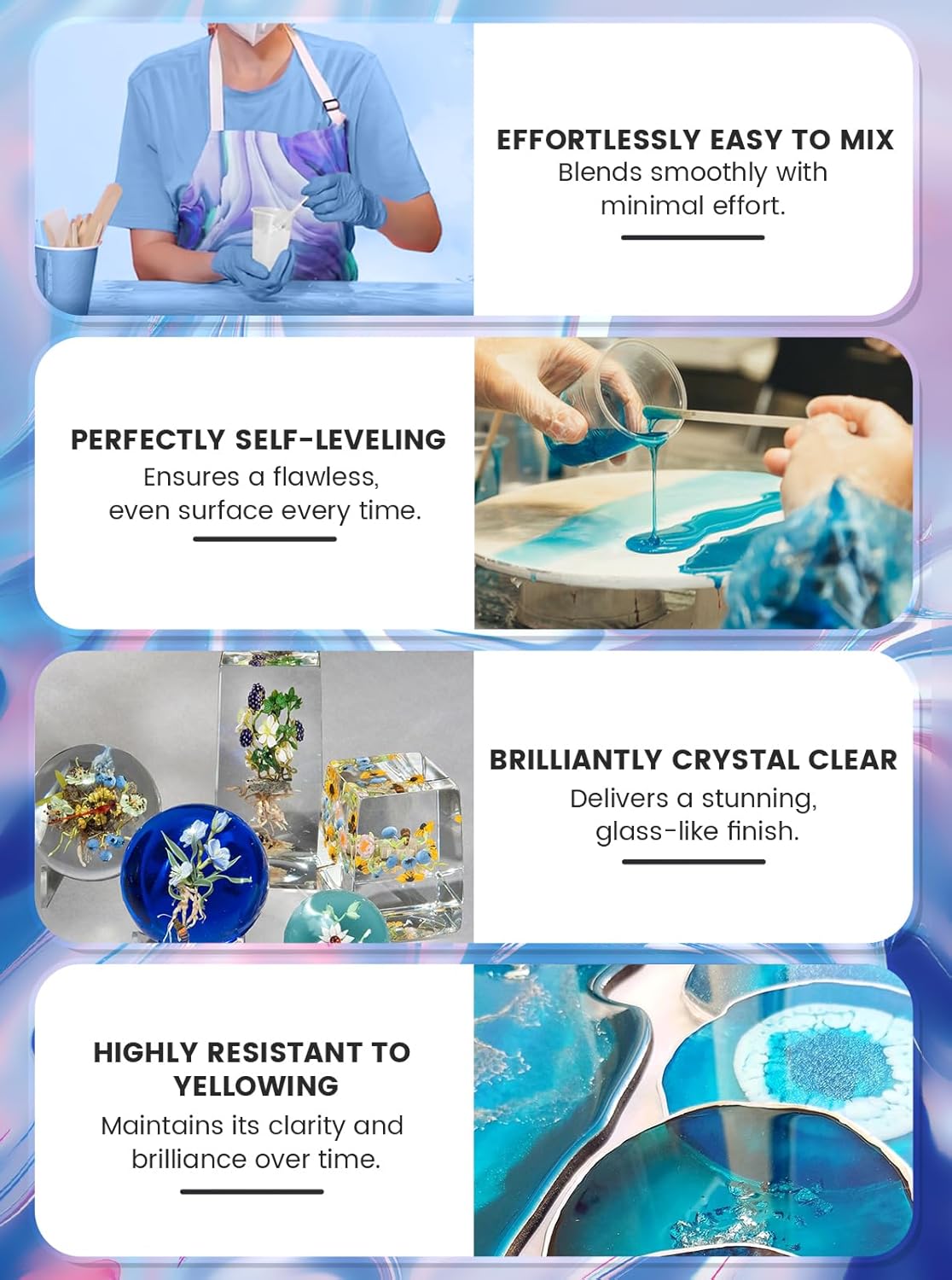 Jarezina 17OZ Epoxy Resin Kit,Crystal Clear Epoxy Resin -Strong and No Bubble,Not Yellowing Art Resin,Self Leveling Easy Mix 1:1,Suitable for Art Casting,DIY,Jewelry Projects, Christmas DIY Gift