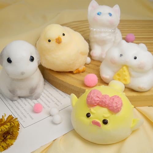 12 Pcs Taba Squishy Kit,Liquid Silicone for Squishy Maker with Guided,Waffles & Cat's Paw Mold