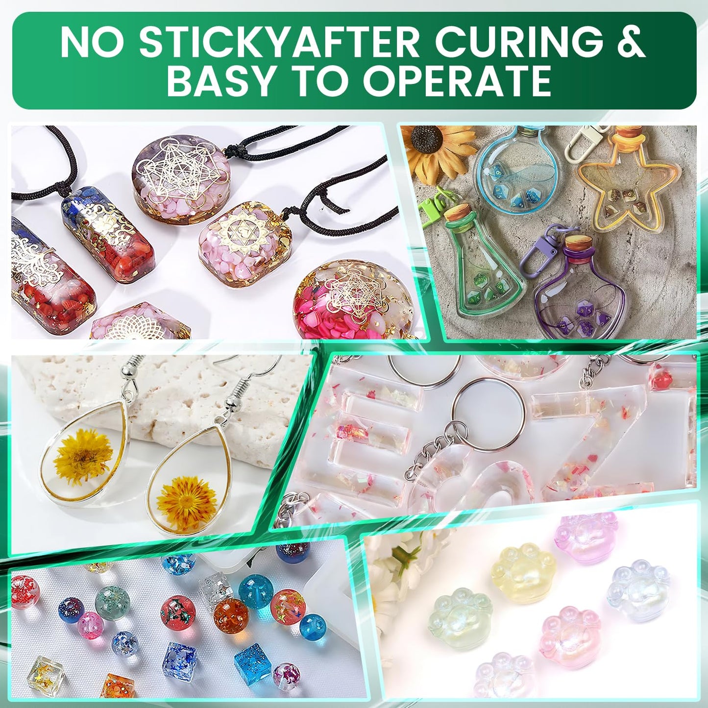 UV Resin with Light,Upgraded 250g Crystal Clear,Low Odor,Fast Cure& Hard Type UV Resin Kit,Silicone Mat