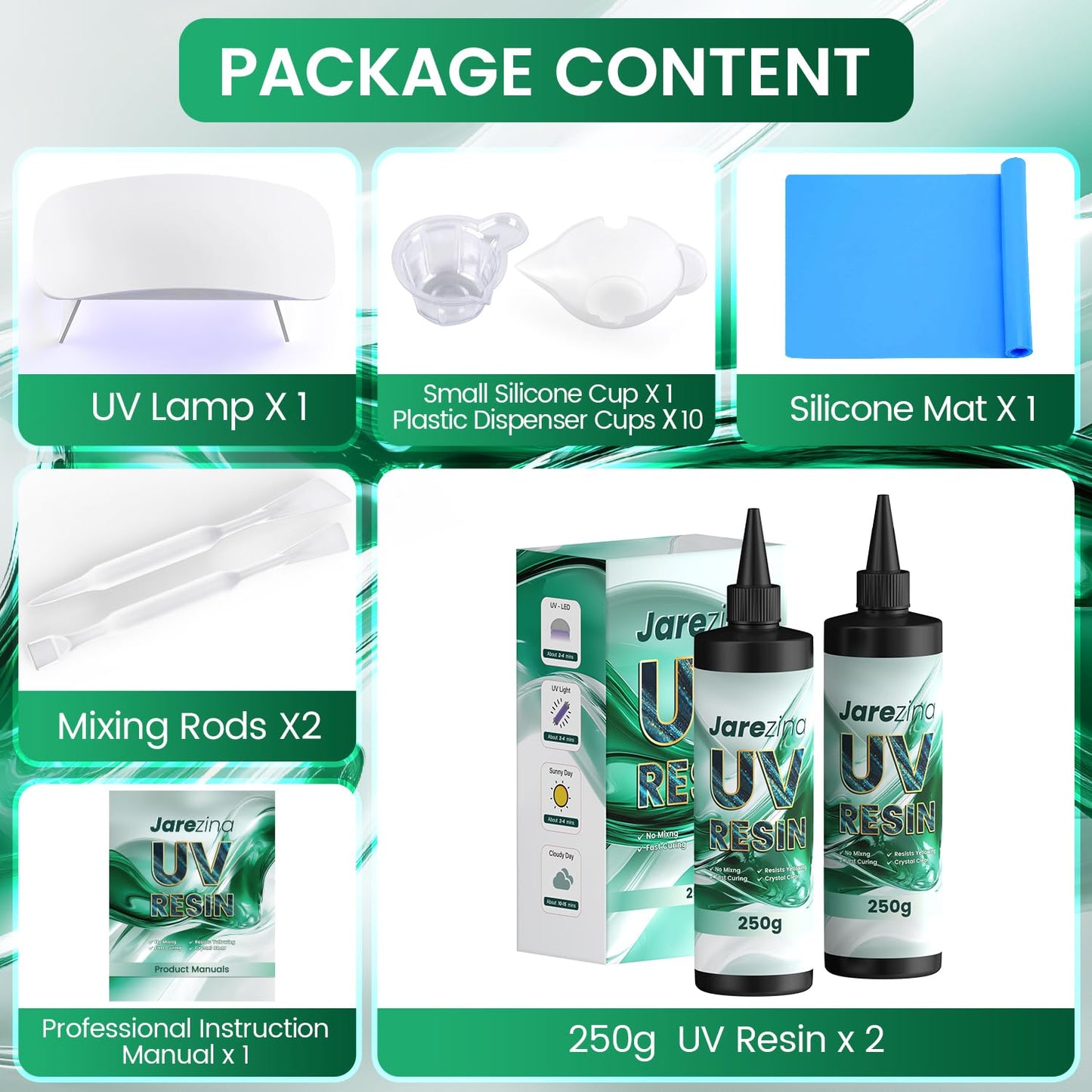 UV Resin with Light,Upgraded 500g Crystal Clear,Low Odor,Fast Cure& Hard Type UV Resin Kit,