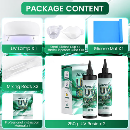 UV Resin with Light,Upgraded 500g Crystal Clear,Low Odor,Fast Cure& Hard Type UV Resin Kit,
