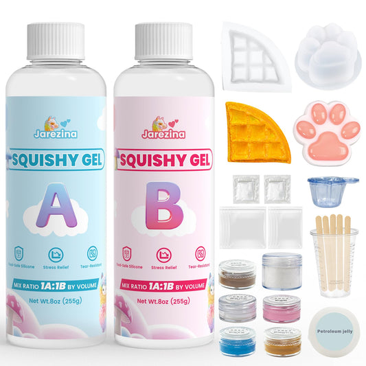 12 Pcs Taba Squishy Kit,Liquid Silicone for Squishy Maker with Guided,Waffles & Cat's Paw Mold